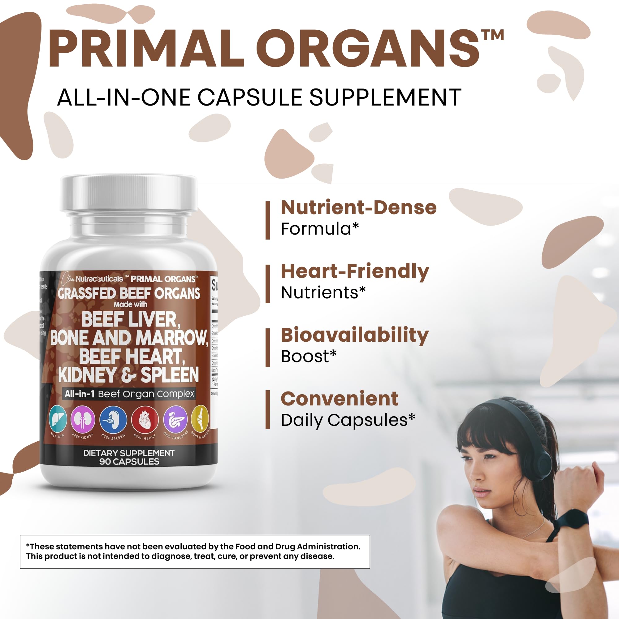 Product shot emphasizes grass-fed sourcing and natural nutrition cues.
