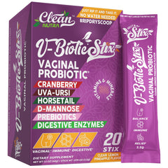 Clean Nutraceuticals V-Biotic STIX bottle for easy daily vaginal health support