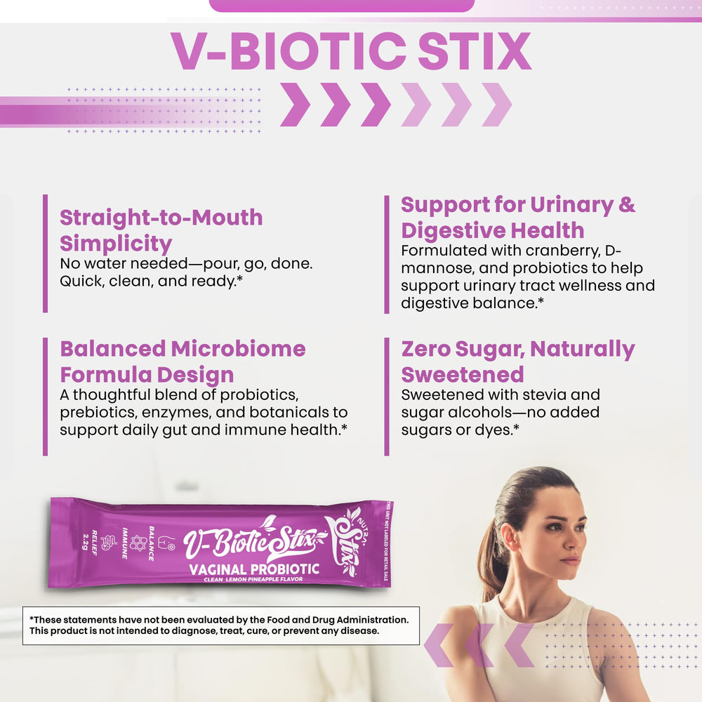 Clean Nutraceuticals V-Biotic STIX daily use supports balanced flora