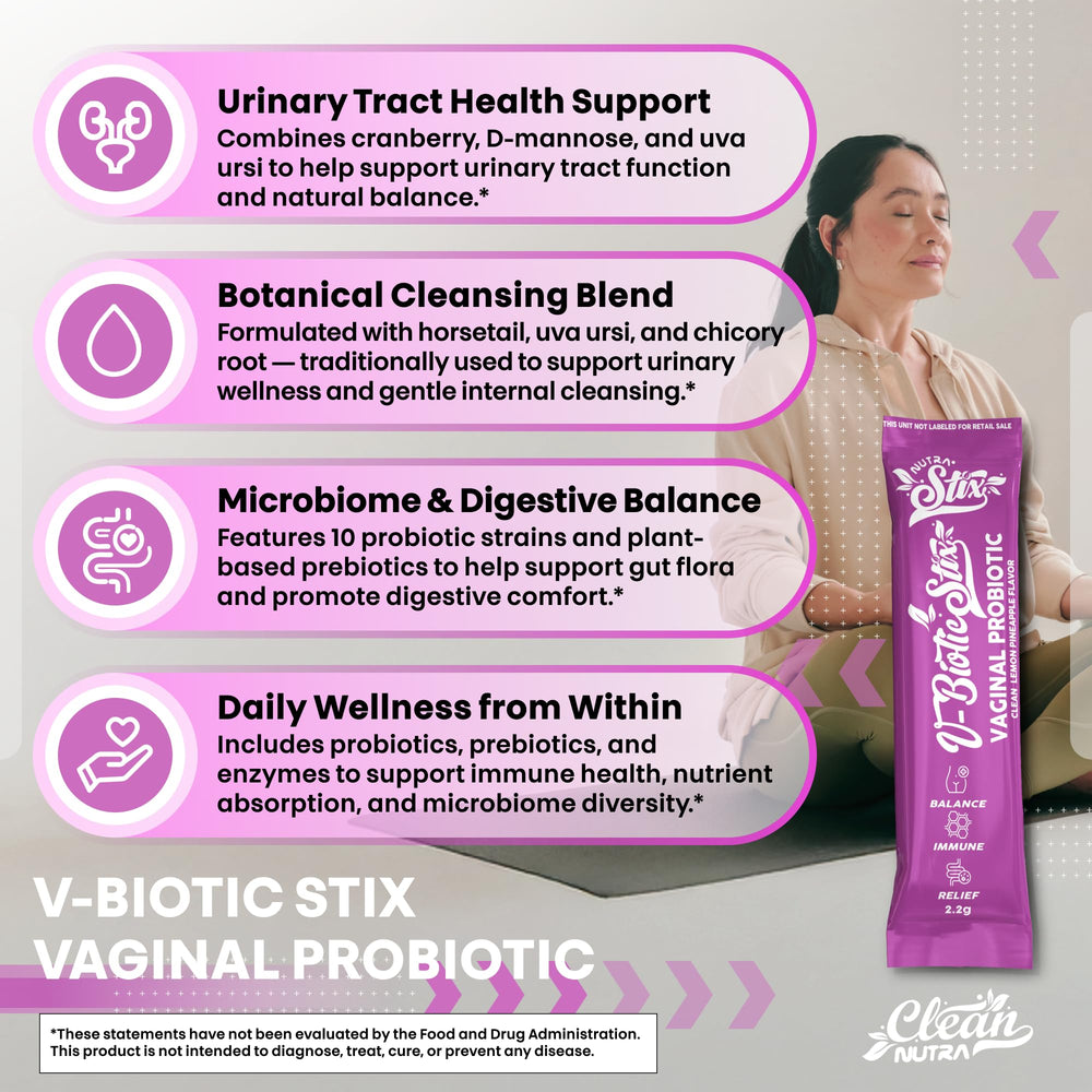 Clean Nutraceuticals V-Biotic STIX travel pack fits in a purse