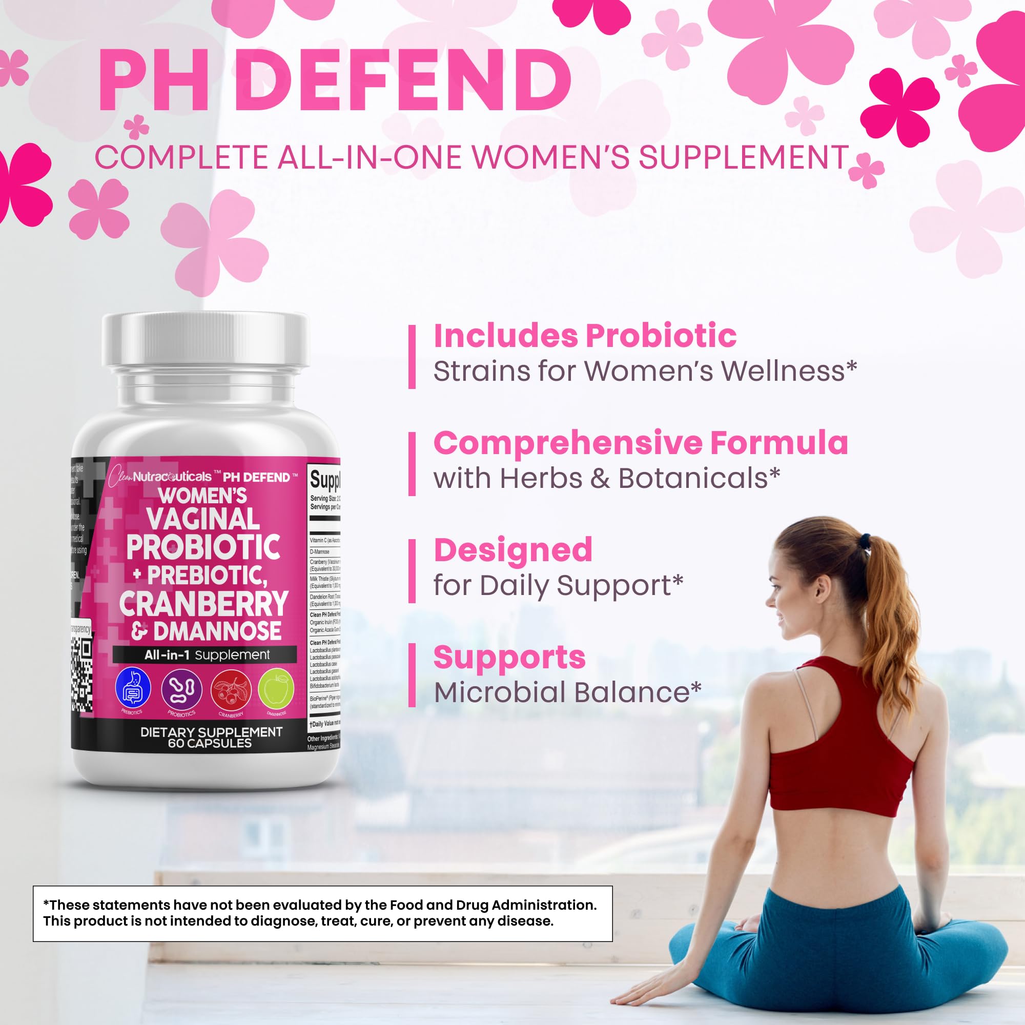 15-in-1 formulation panel of Clean Nutraceuticals Vaginal Probiotics for comprehensive wellness