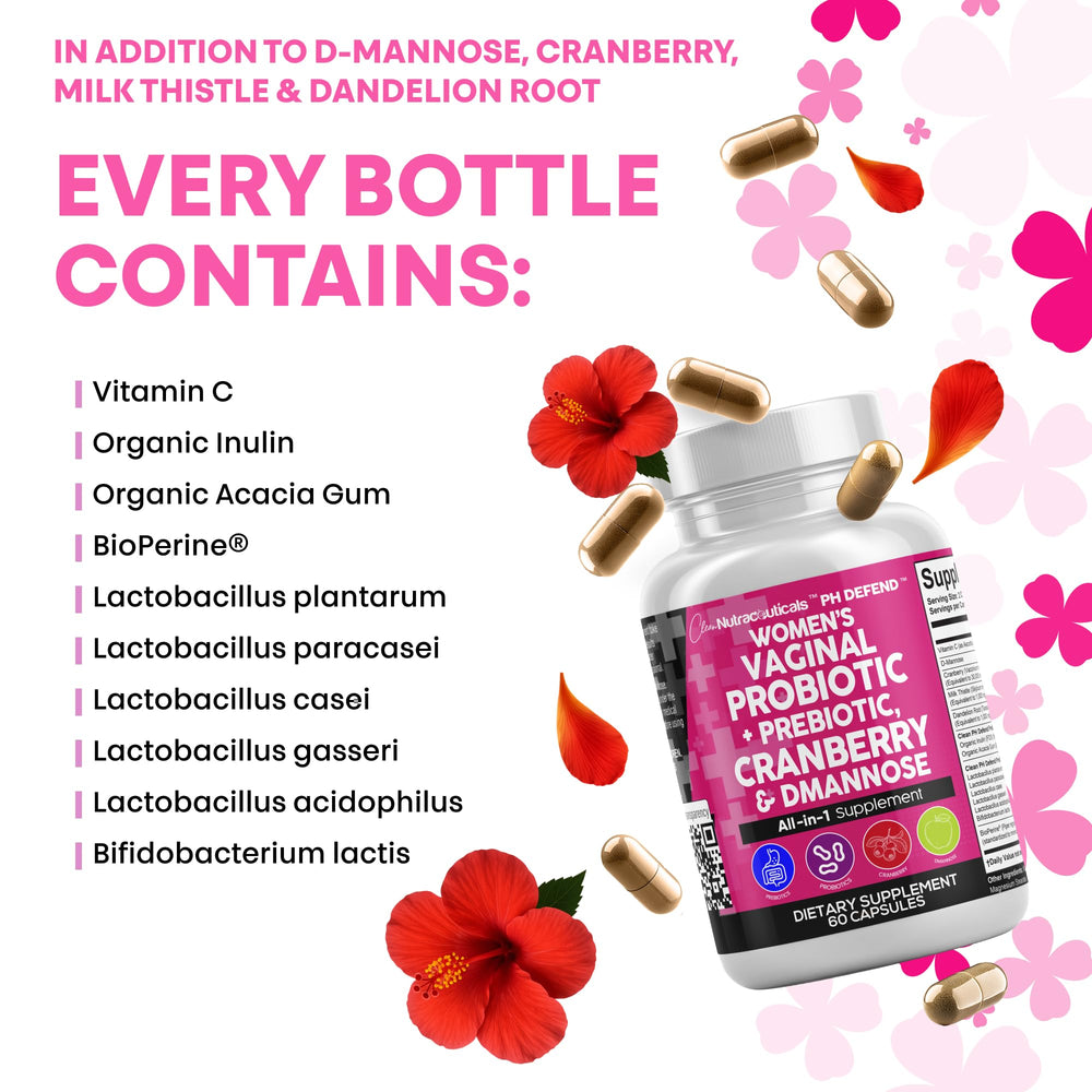 Bottle pour of Clean Nutraceuticals Vaginal Probiotics for easy daily use