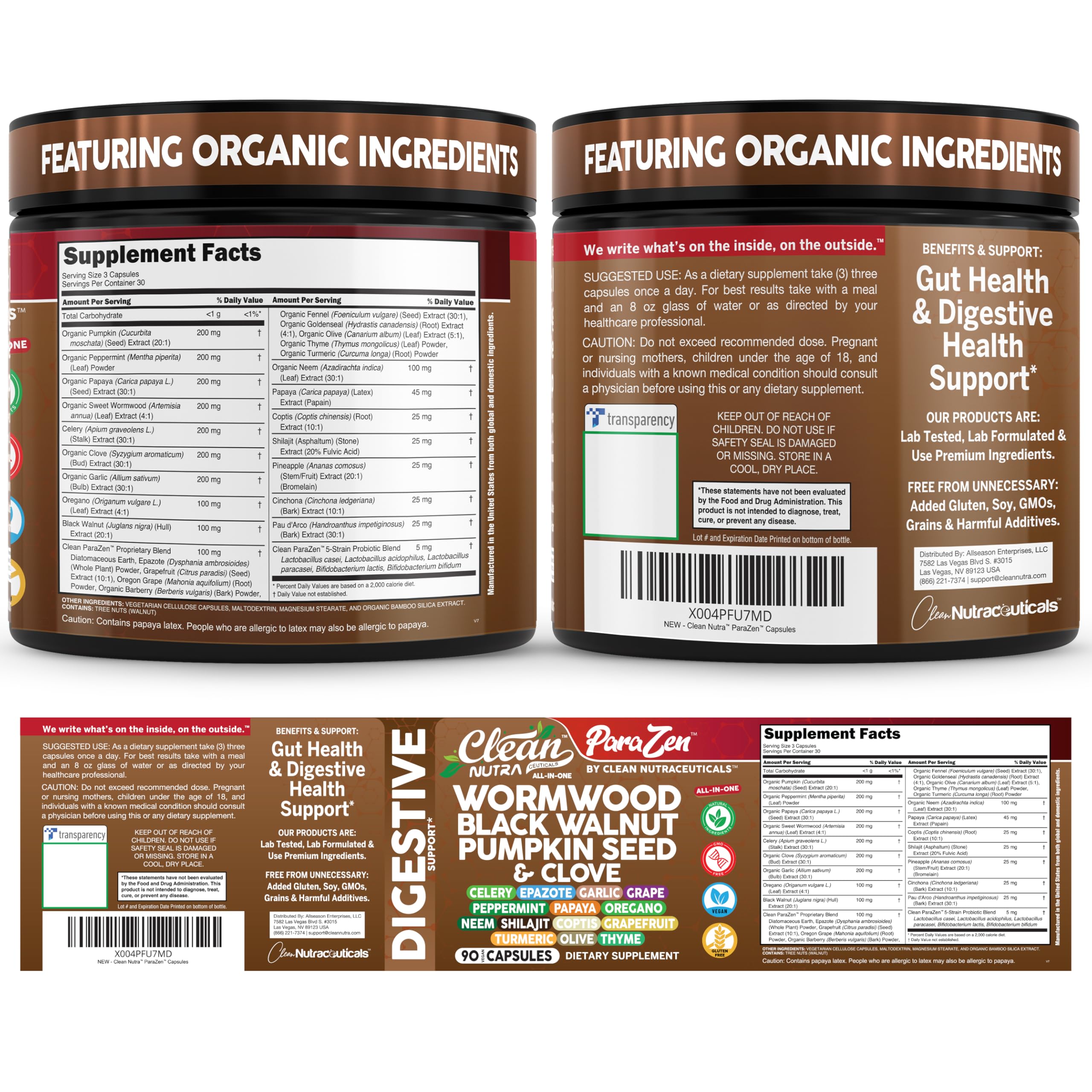 Clean Nutraceuticals vegan capsules bottle emphasizing purity and lab-tested quality.