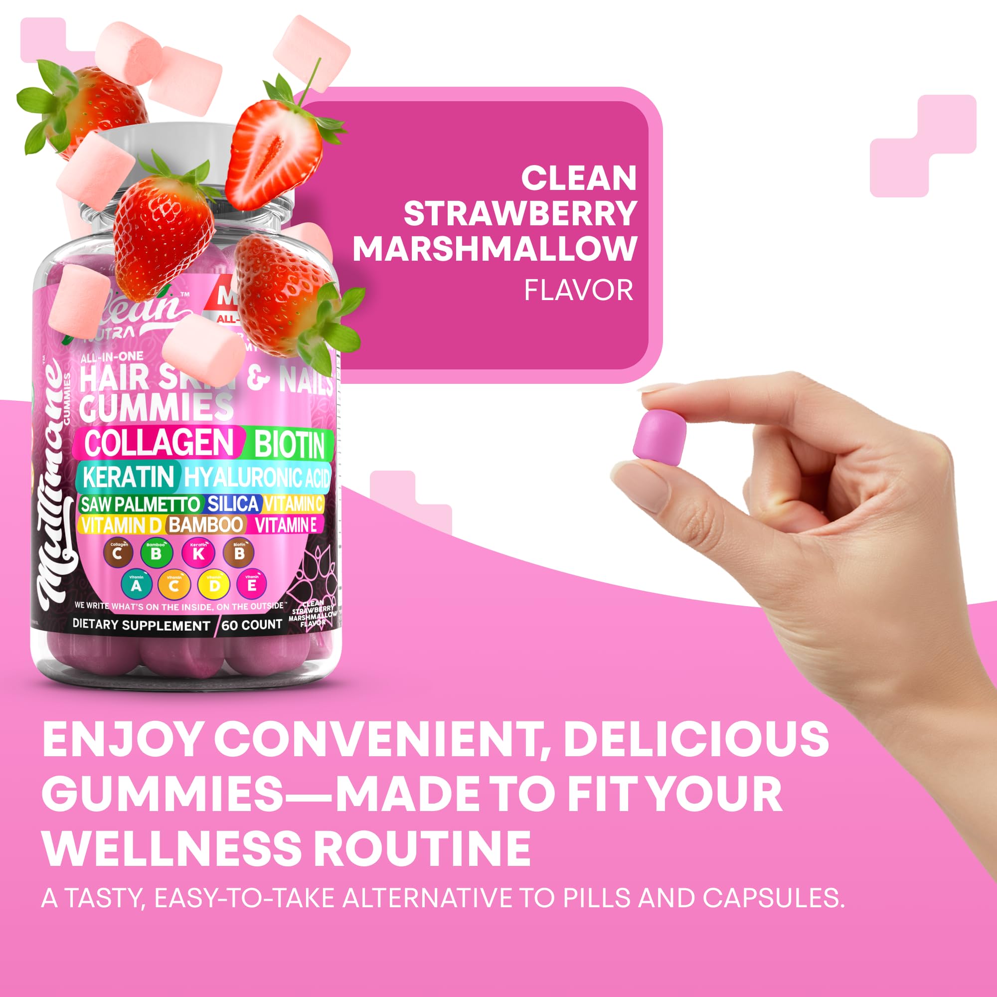 Clean Nutraceuticals Vitamin C gummies highlighting antioxidant-friendly beauty support.