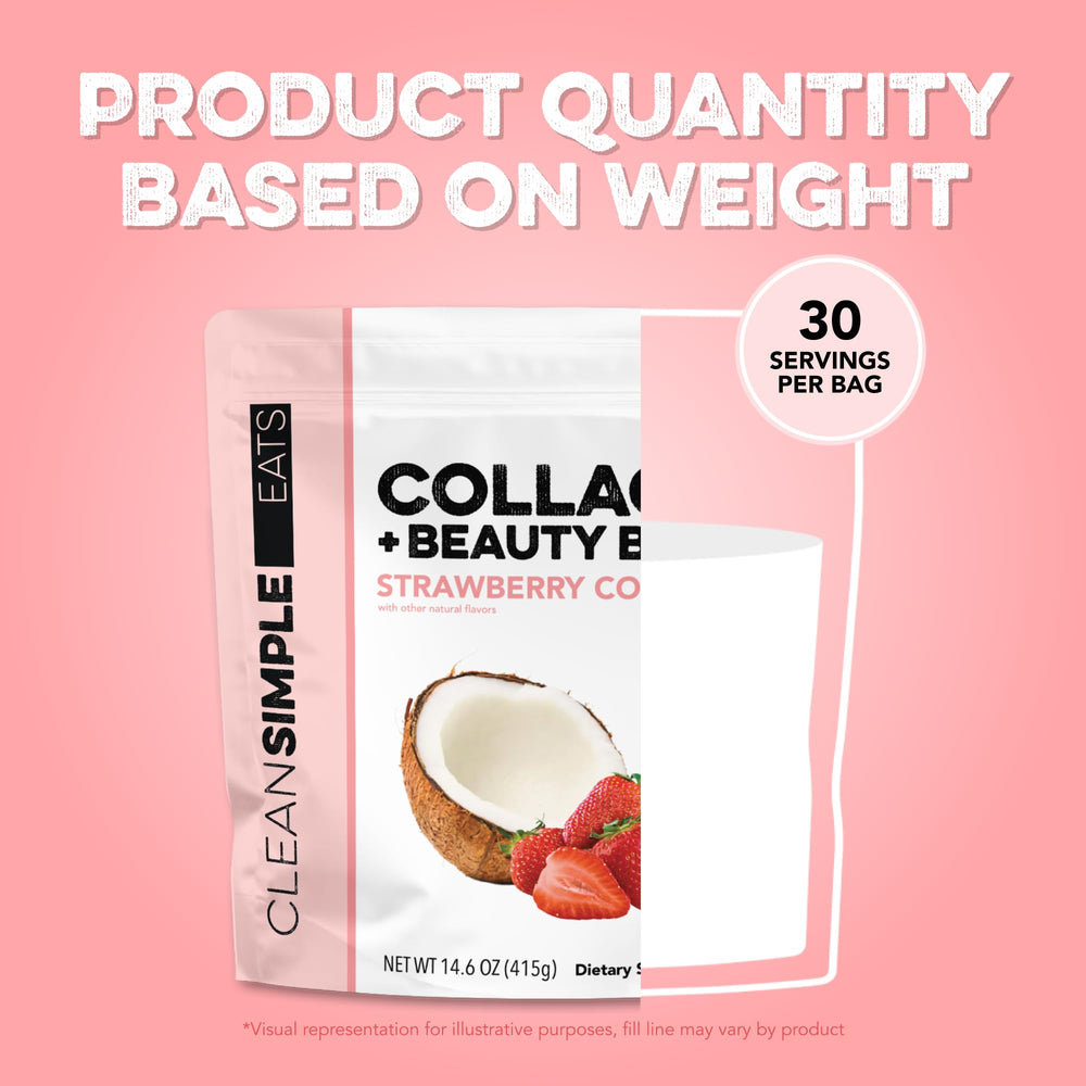 Clean Simple Eats serving scoop is mixed into a smoothie for an easy beauty routine.