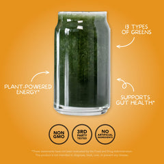 Clean Simple Eats scoop beside jar, simple daily greens routine.