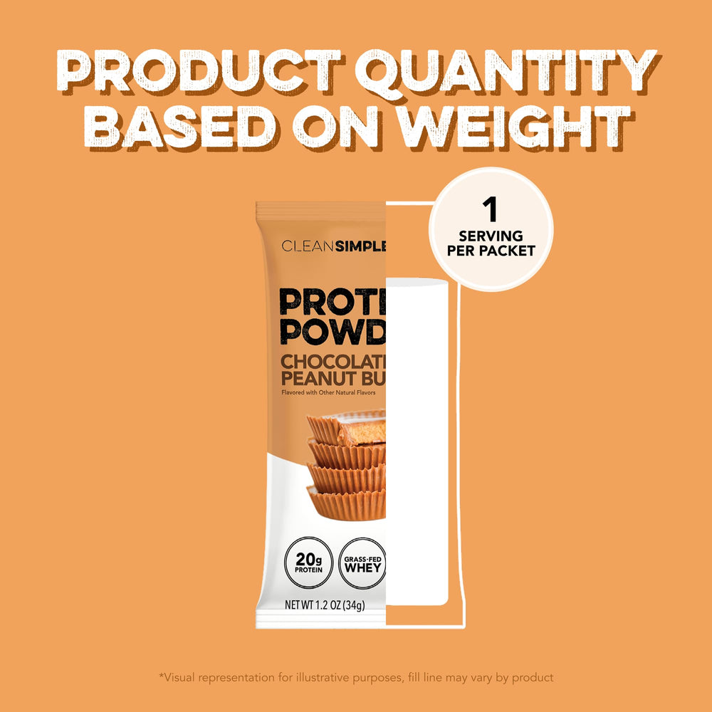 Clean Simple Eats whey packaging on shelf with convenient stick-packs