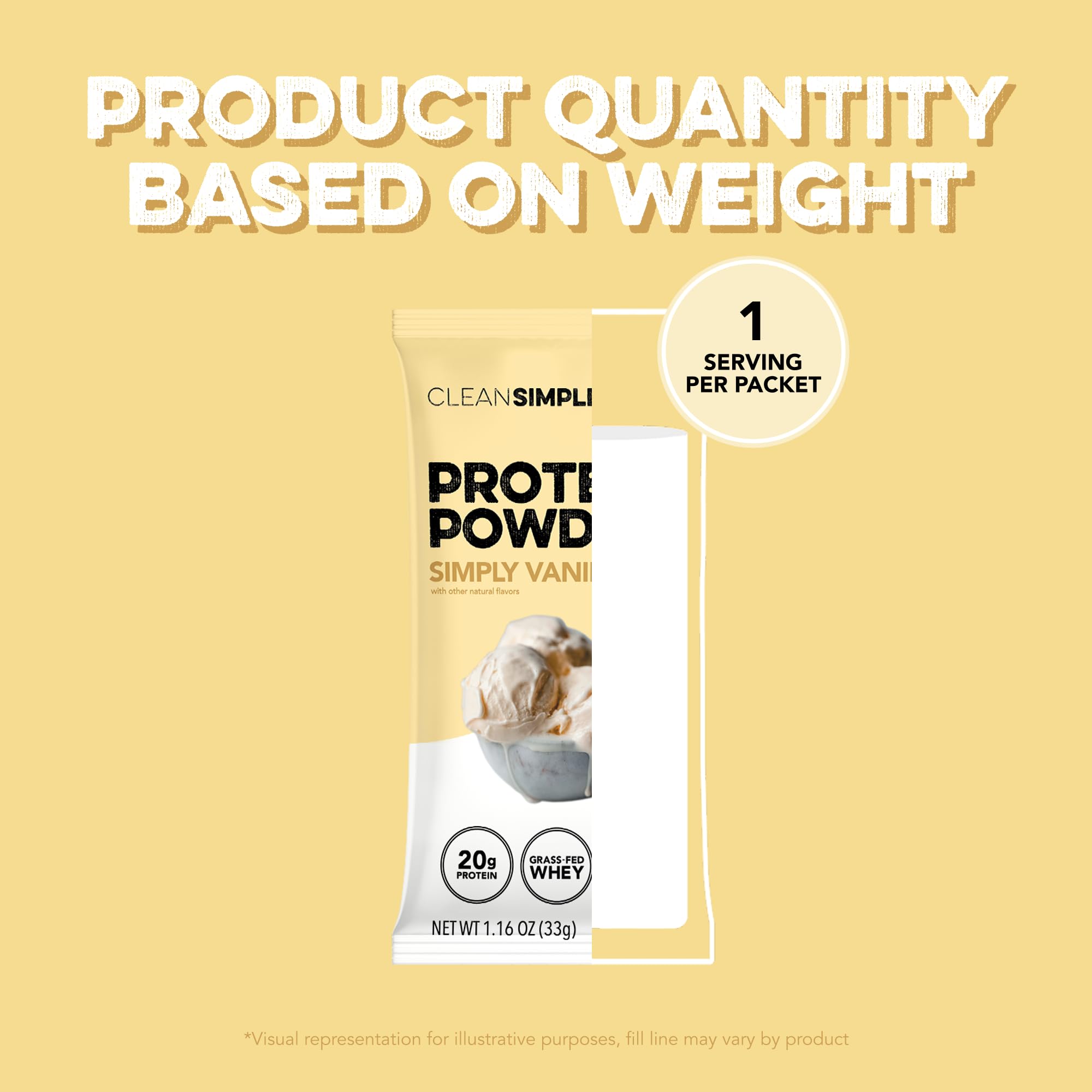 Clean Simple Eats whey vanilla tub highlights gluten-free, naturally sweetened formula.