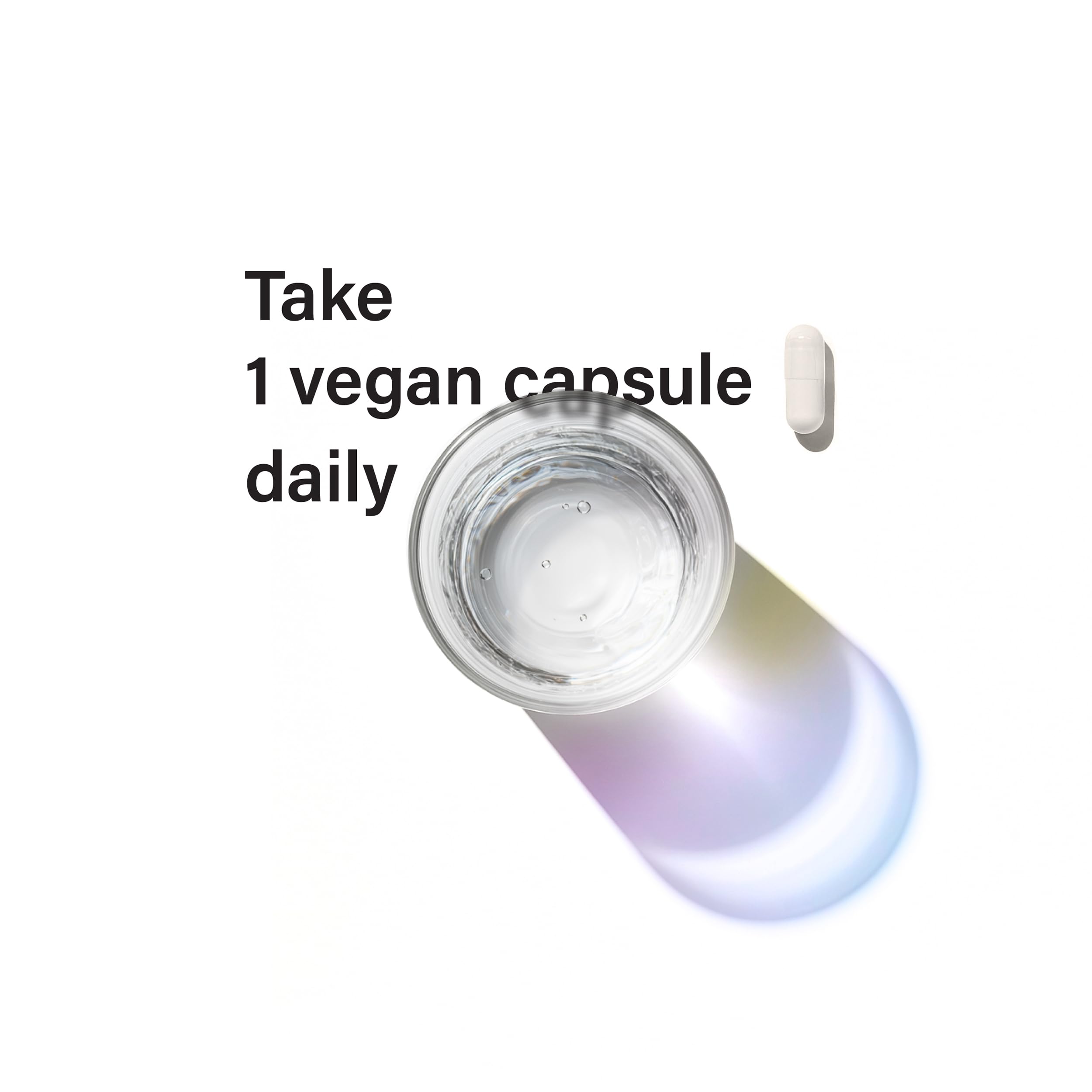 CleanHealthLab bottle with glass conveys everyday wellness possibilities.