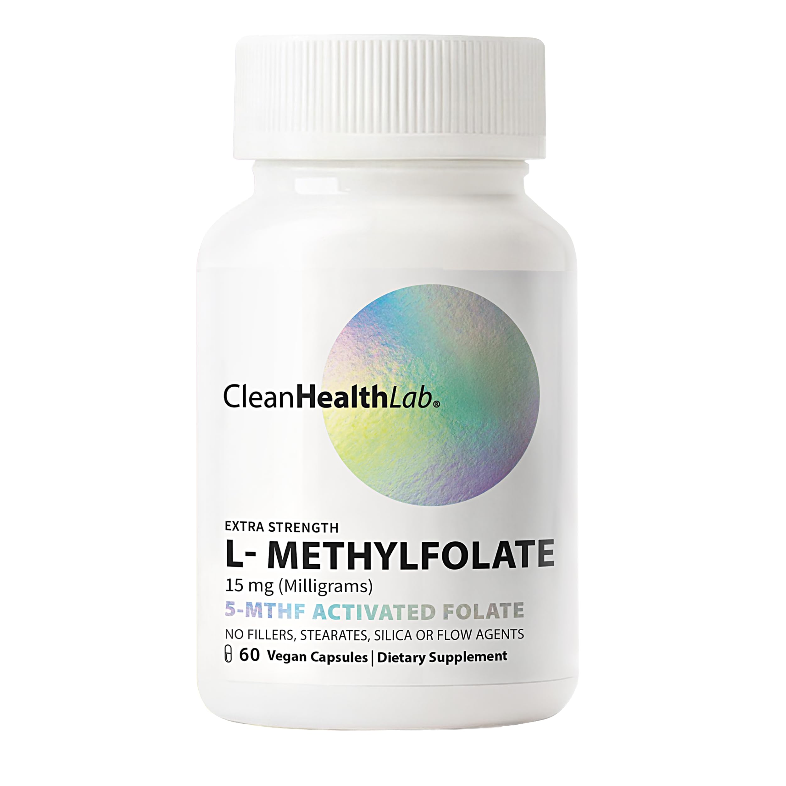 CleanHealthLab L-Methylfolate 15mg bottle with a pure, filler-free formula.