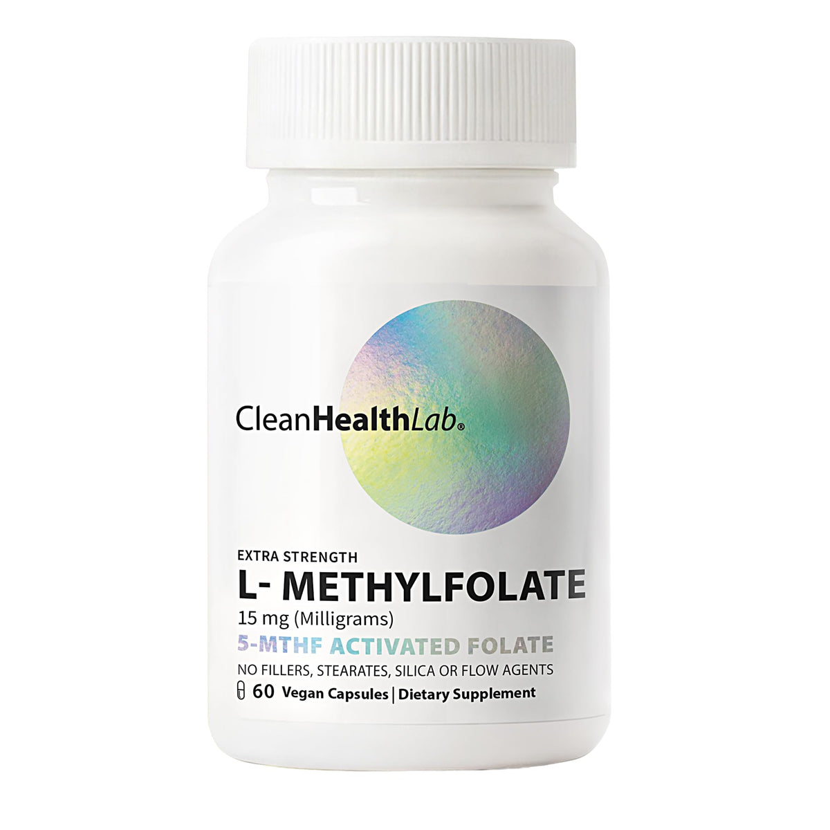 CleanHealthLab L-Methylfolate 15mg bottle with a pure, filler-free formula.