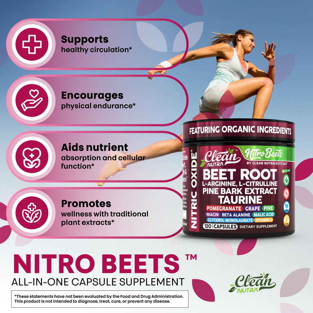 Clean Nutra Beetroot powder scoop showcases vibrant color for easy dosing
