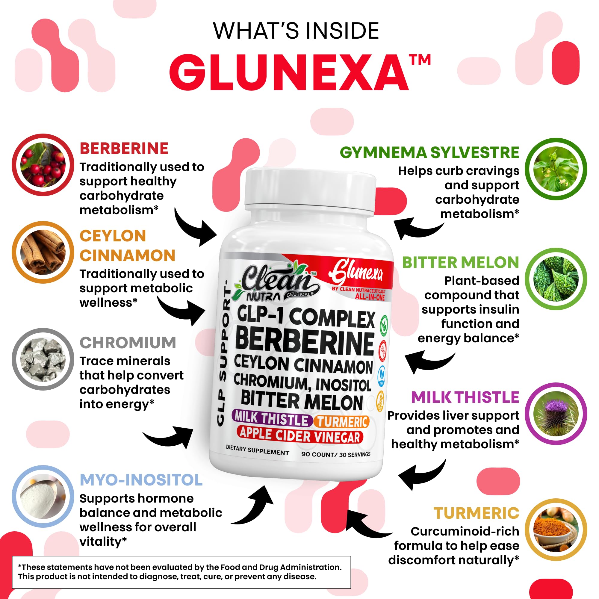 Apple cider vinegar bottle from Glunexa emphasizing wellness support