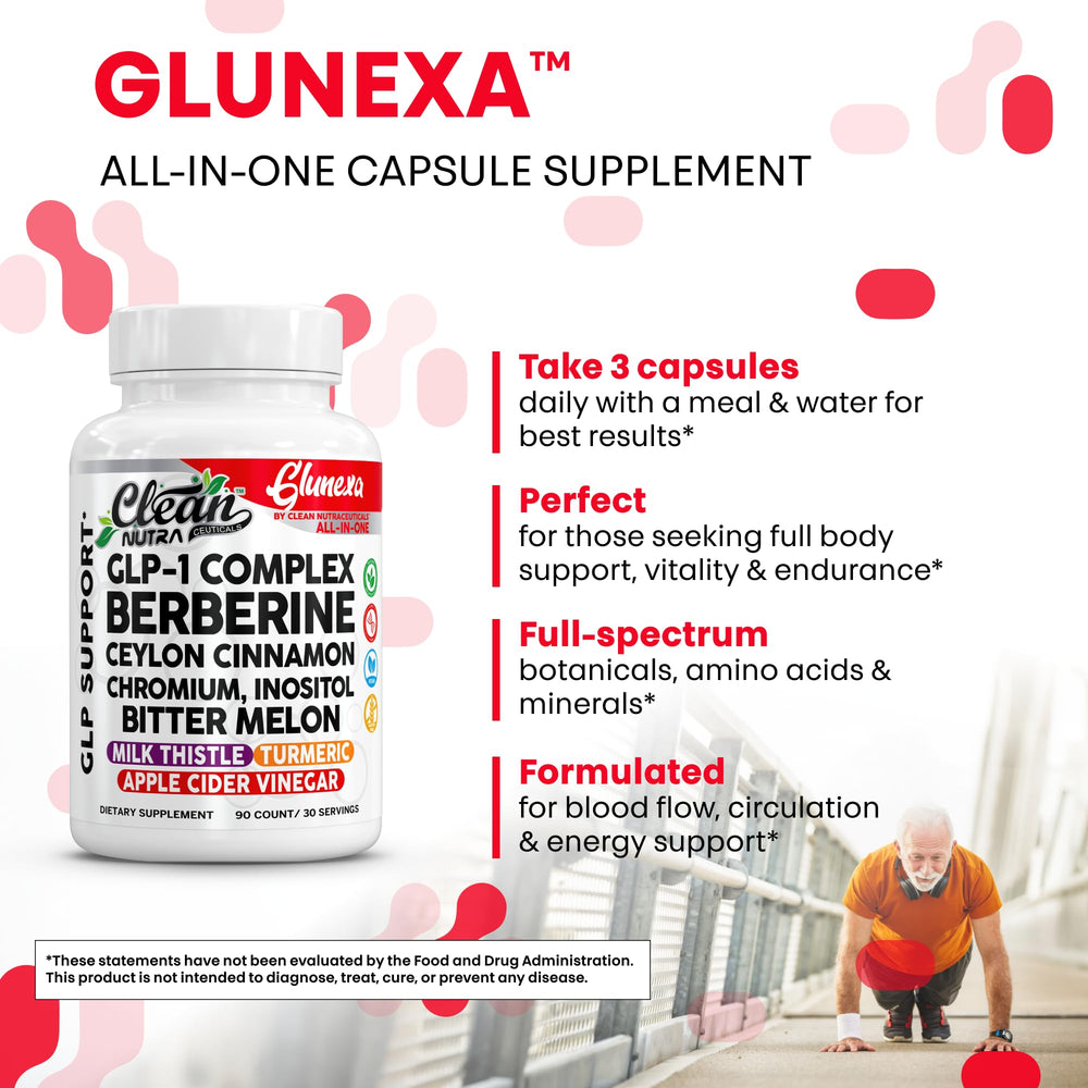 Glunexa milk thistle extract bottle featuring herbal support