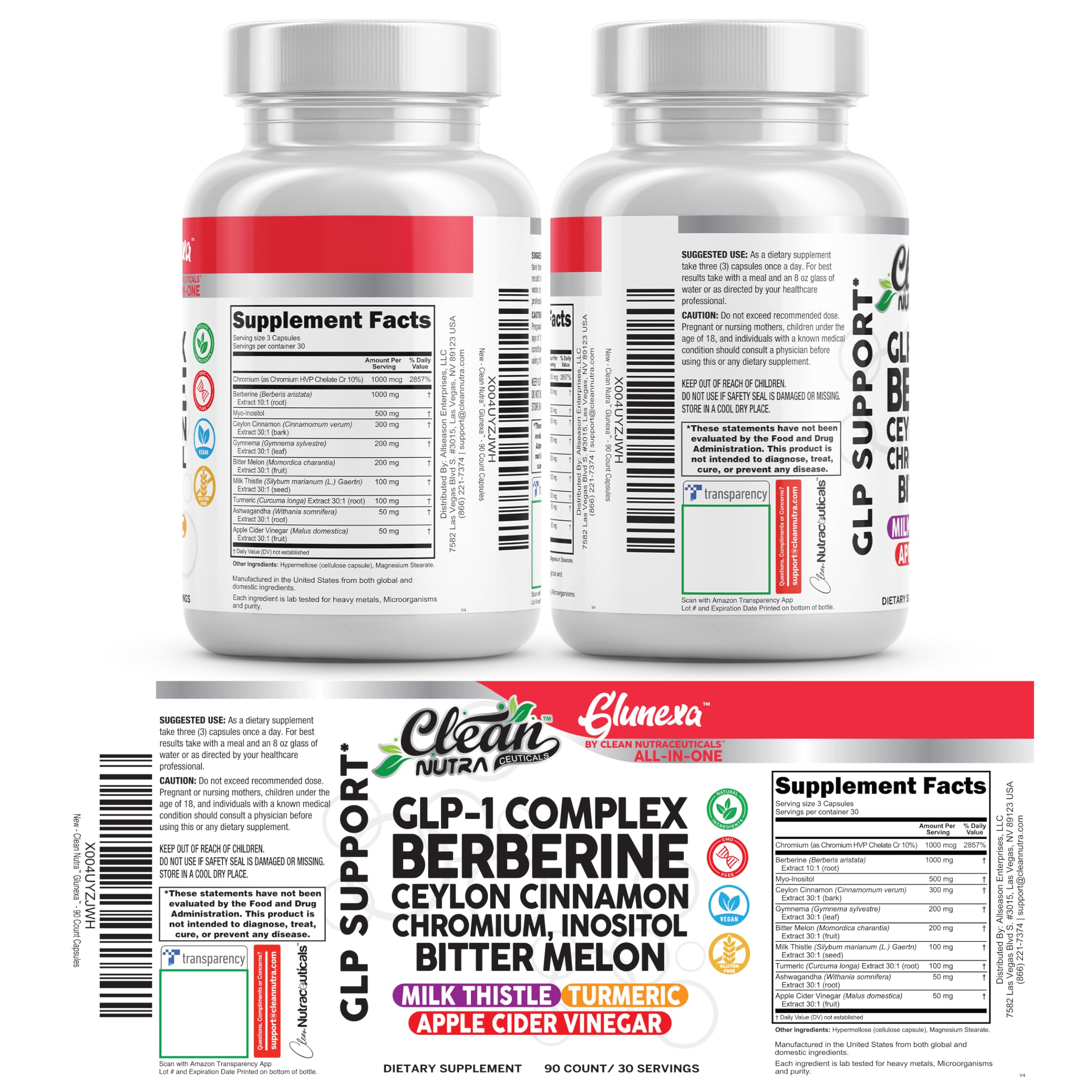Glunexa myo-inositol chromium capsules on blister pack for daily use