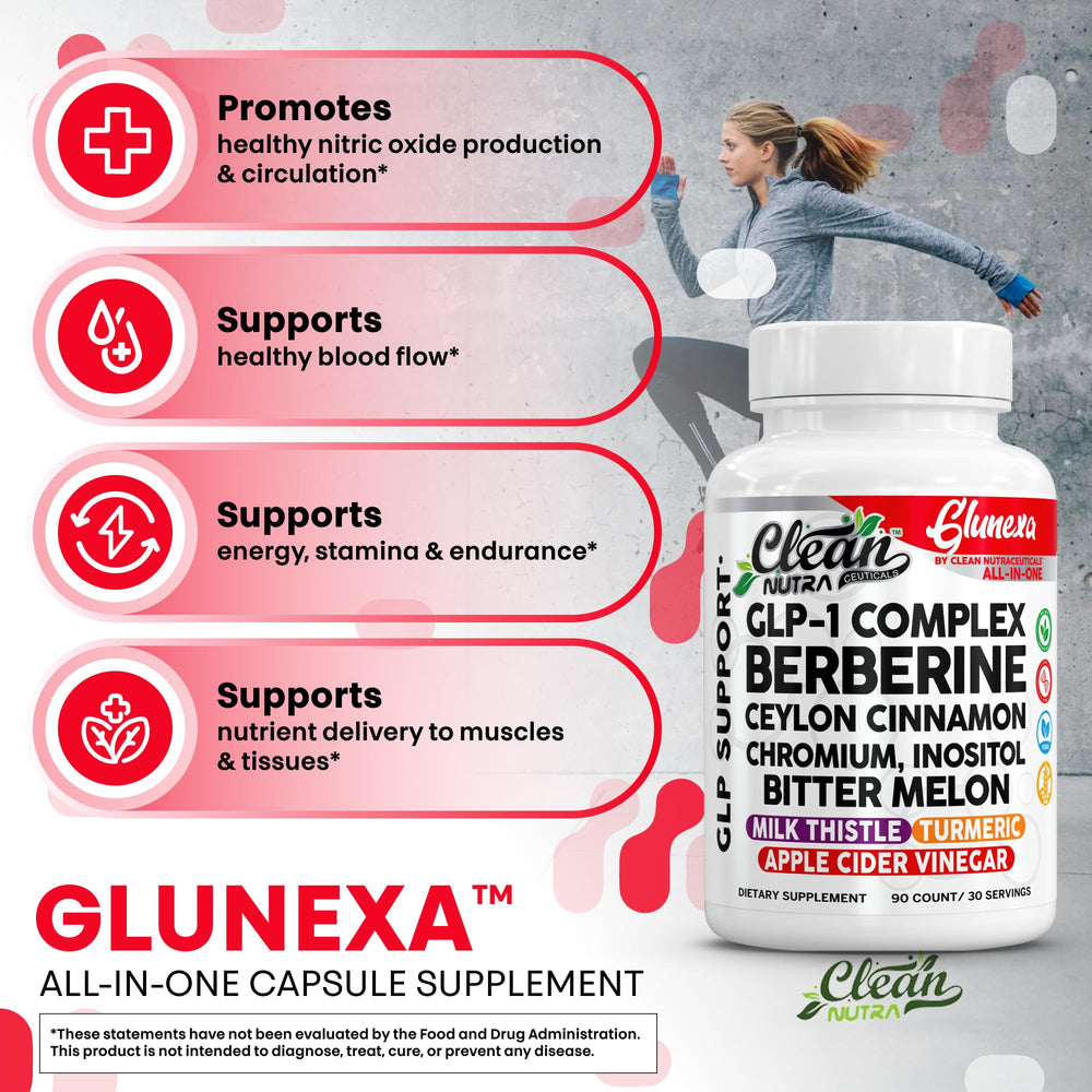 Glunexa turmeric root capsules on bottle for antioxidant-rich formula