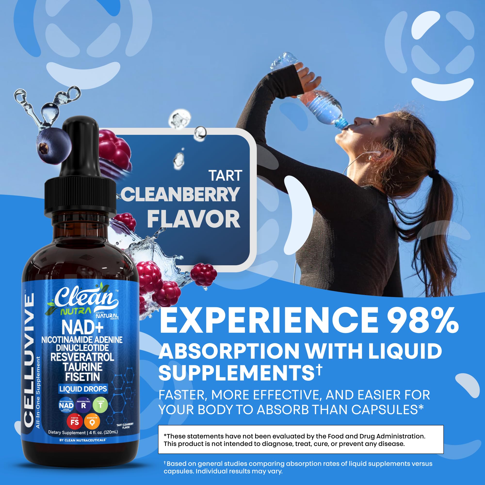 Clean Nutraceuticals NAD Drops amber glass bottle preserving freshness and potency