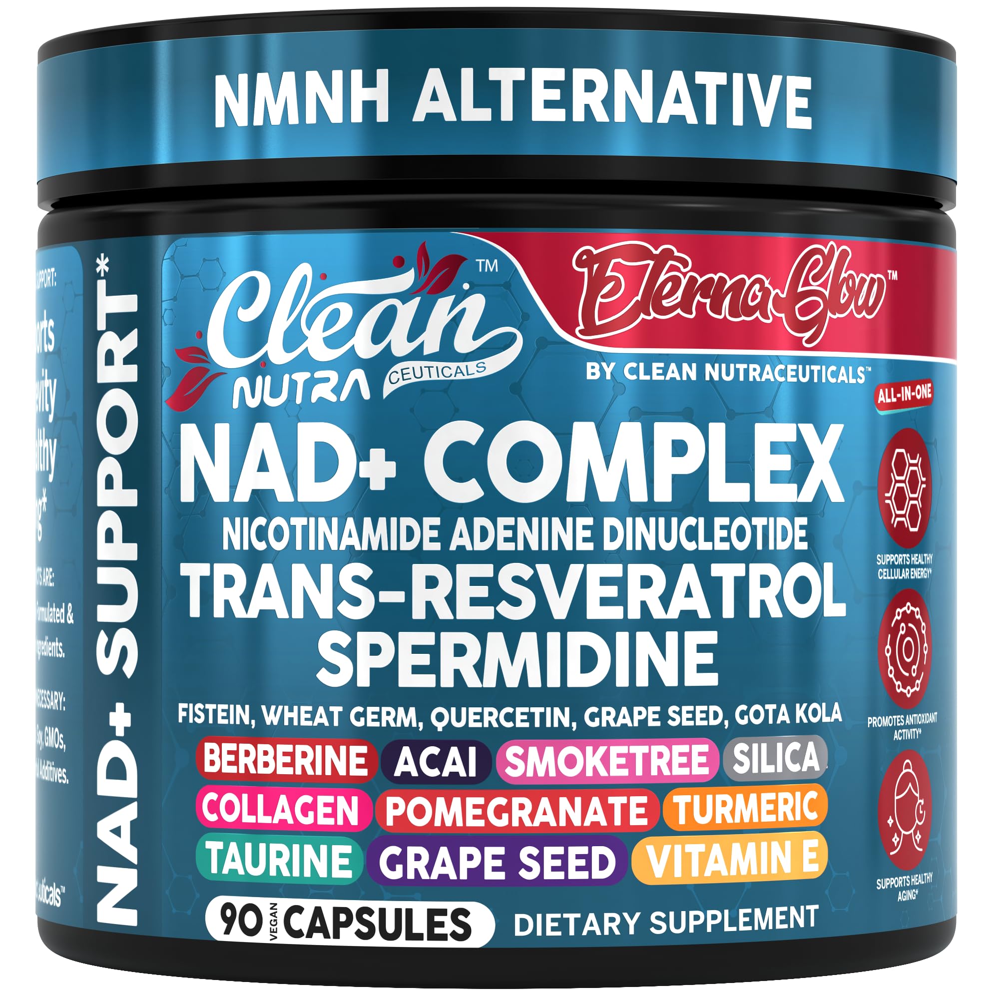Clean Nutraceuticals women's energy capsules featuring peptides and astaxanthin for vitality.