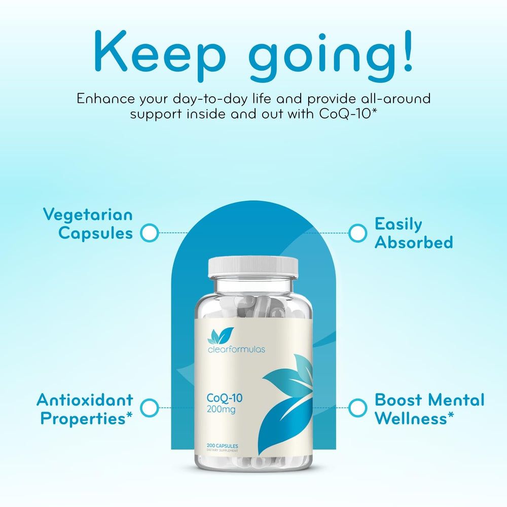Clear Formulas allergen-free CoQ10 capsule with no corn, dairy, or gluten.