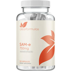 Clear Formulas Bioactive SAM-e 750mg bottle front view highlighting high-strength formula
