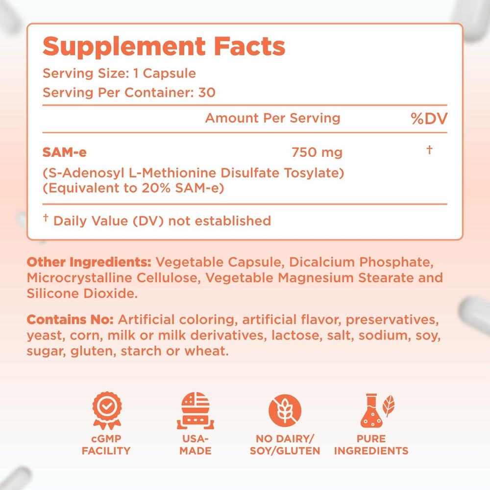 Preservative-free design of Bioactive SAM-e 750mg for clean labeling