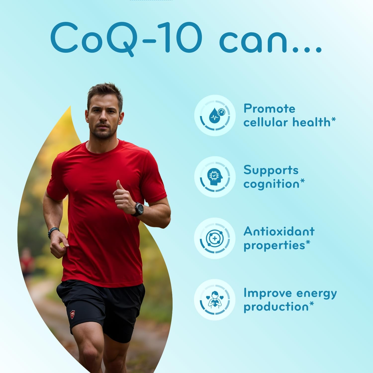 Label detail lists 200 mg CoQ10 per serving for consistent dosing