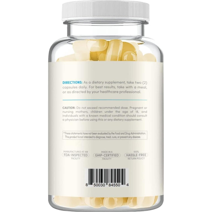 Close-up of Clear Formulas CoQ10 capsules showing easy swallow design