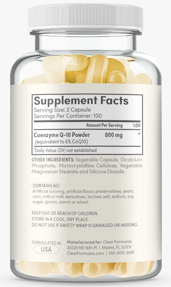 Clear Formulas CoQ10 quick-absorption formulation for efficient intake