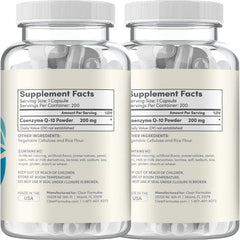 Clear Formulas CoQ10 label demonstrating high absorption claim and 200mg per serving.
