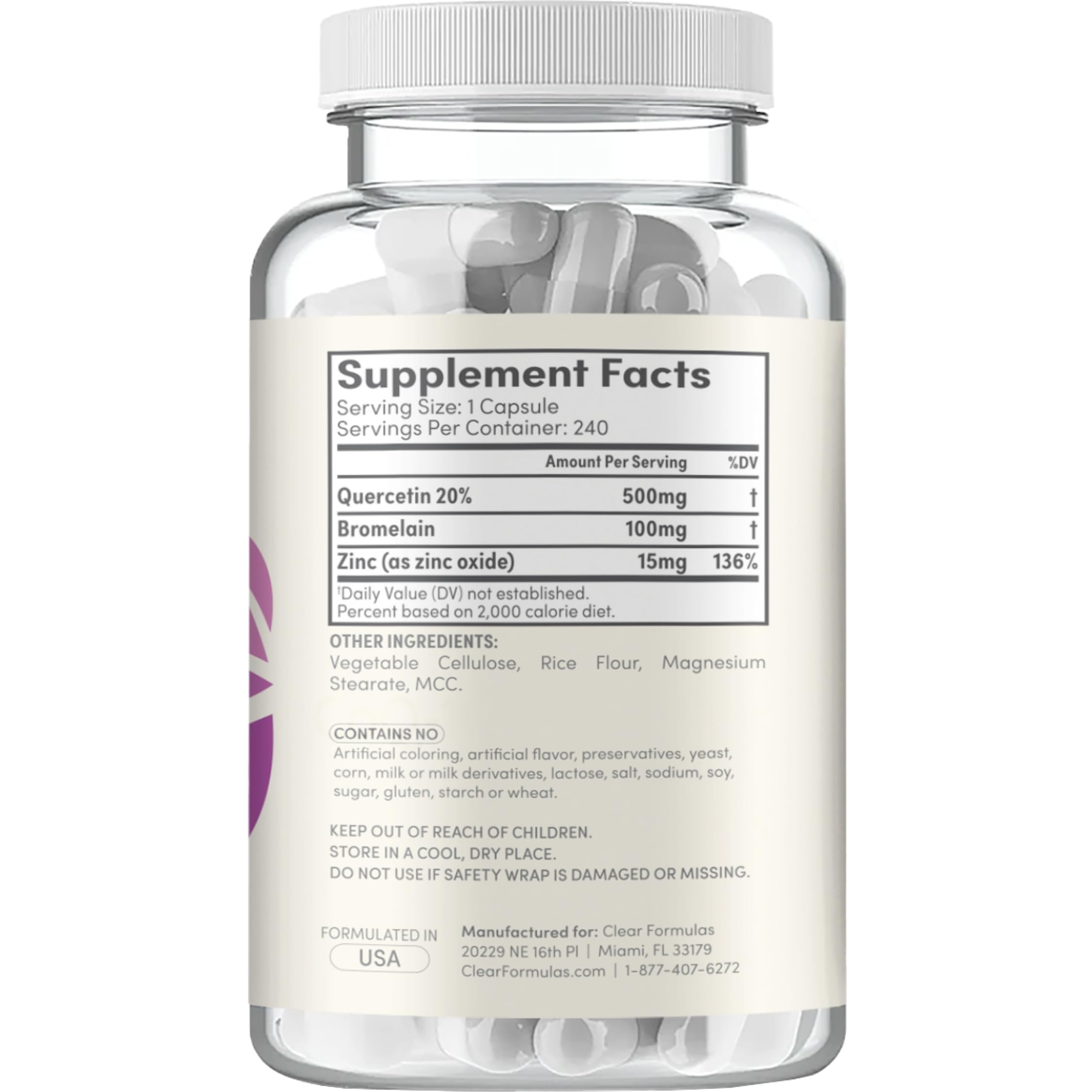 Clear Formulas zinc and bromelain blend capsules for potential immune support