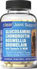 Clear Probiotics bottle front with glucosamine blend for joint support and mobility.