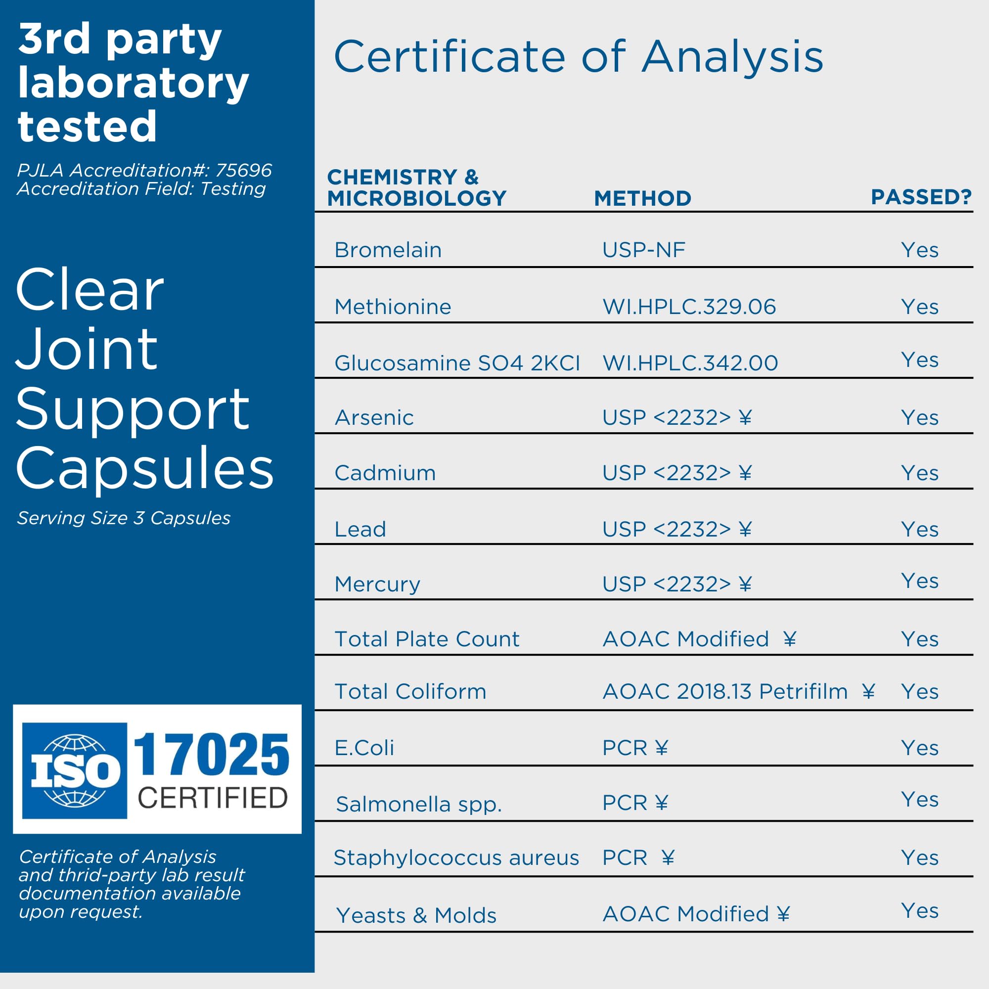 Clear Probiotics third-party testing badge ensures product integrity.