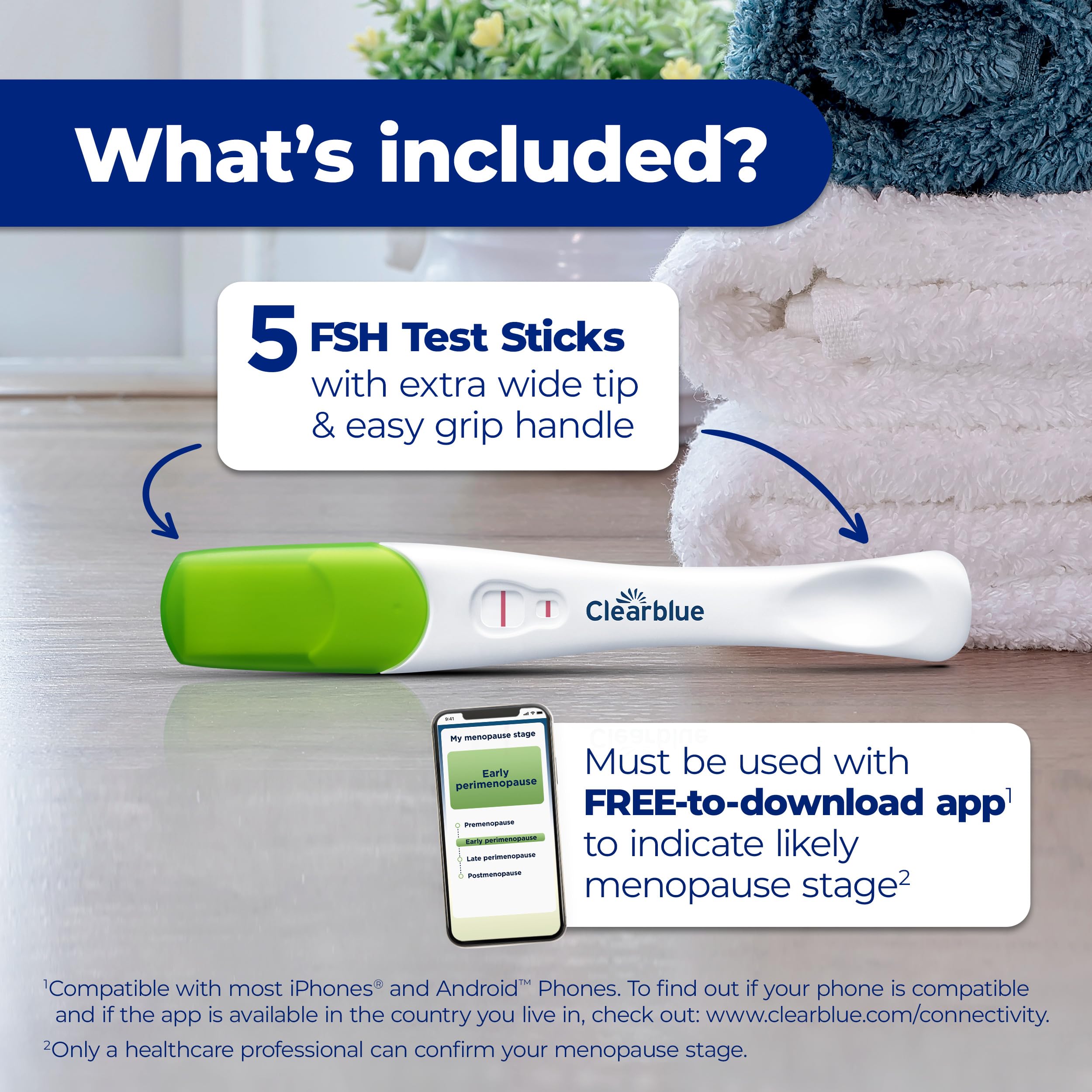 Clearblue five-sticks layout enabling multi-day FSH trend tracking