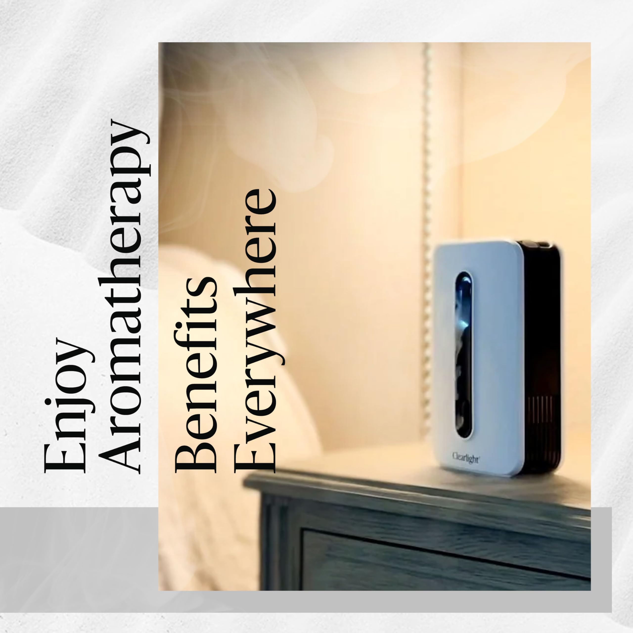 Clearlight diffuser supports yoga or meditation ambiance with aromatherapy