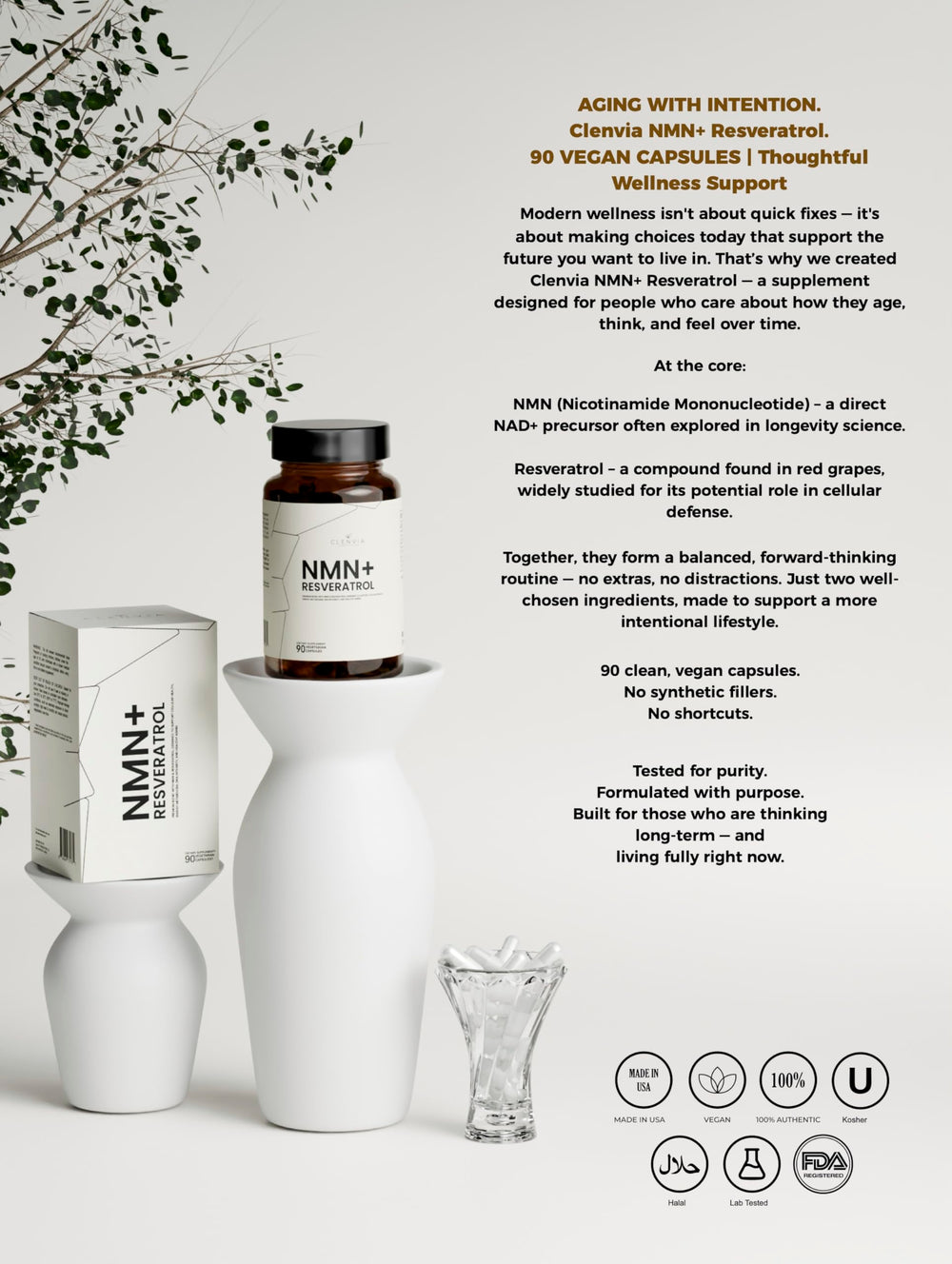 CLENVIA NMN + Resveratrol in a daily routine scene.