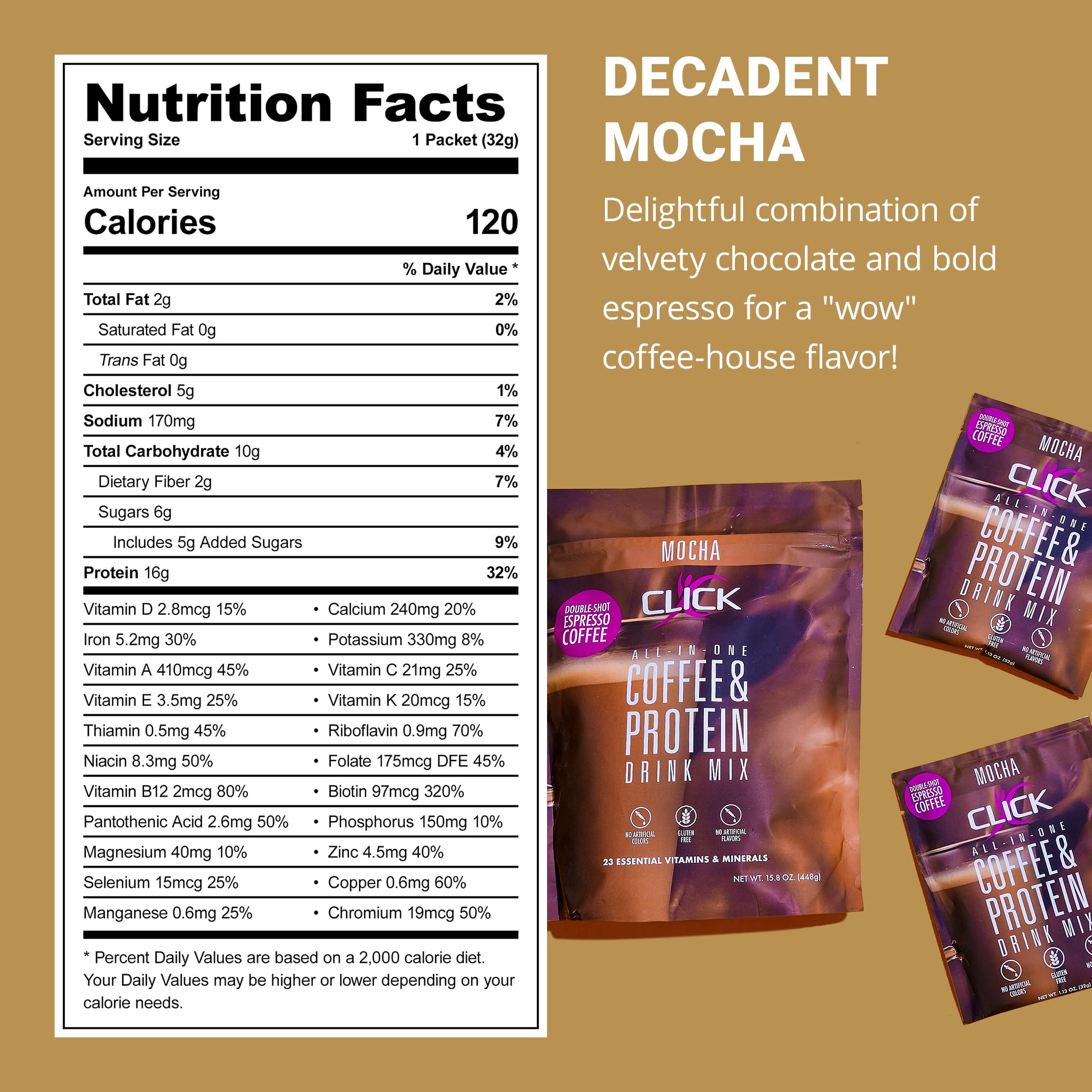 Click Coffee Protein mocha espresso shot captures double-shot energy in one serving.