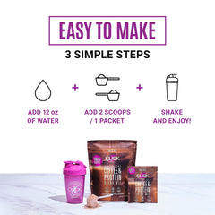 Click Coffee Protein mocha pour highlights convenient espresso energy.