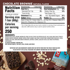 Pack shot of CLIF Bar Chocolate Brownie 18-pack ready for on-the-go fueling.