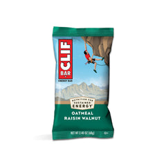 Close-up of CLIF Bar Oatmeal Raisin Walnut bar highlighting wholesome ingredients