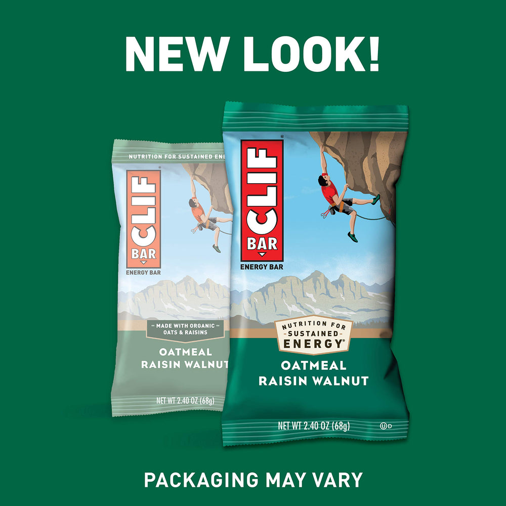 Foil-wrapped CLIF Bar Oatmeal Raisin Walnut shows portability and freshness