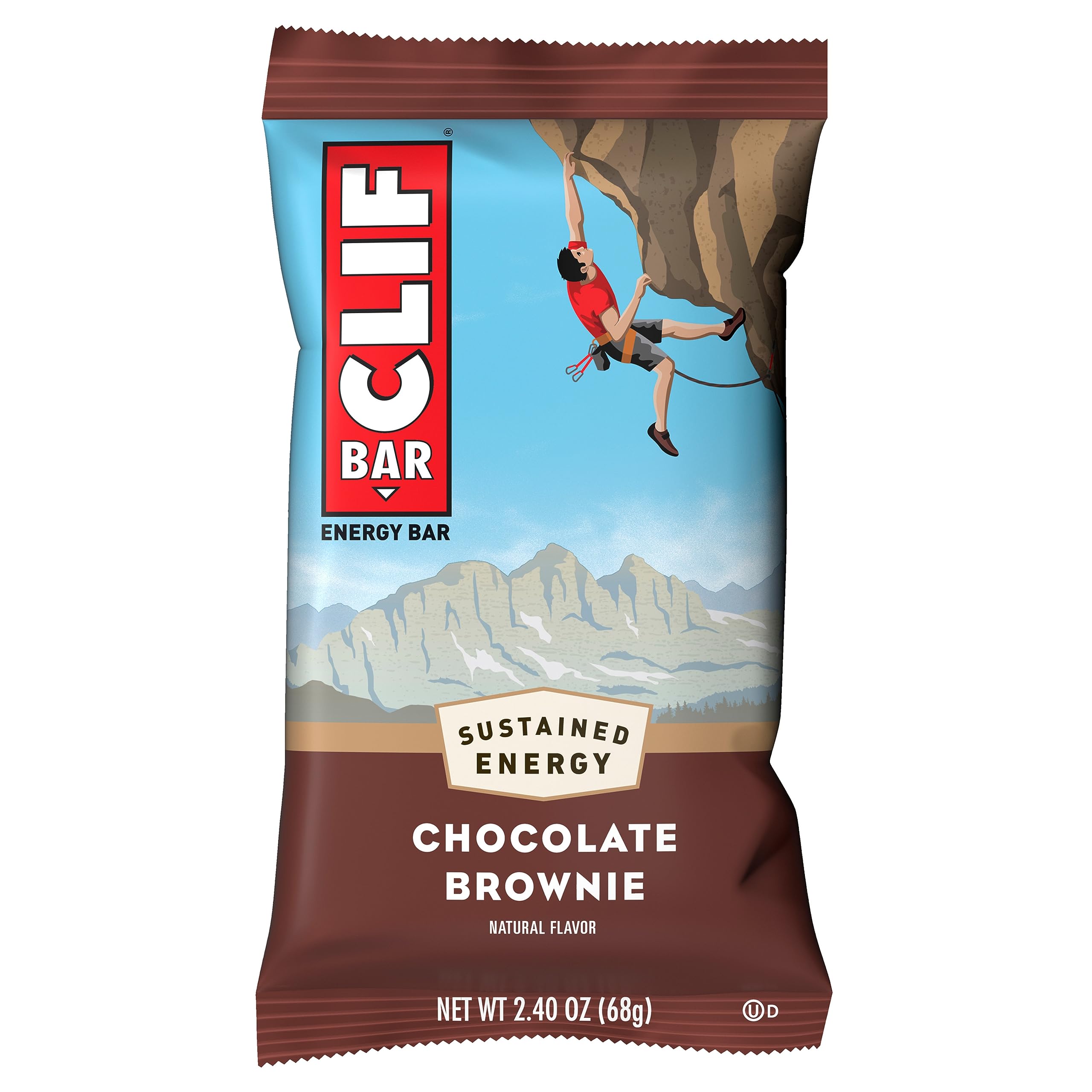 Organic oats and plant-based ingredients visible in Chocolate Brownie bar.