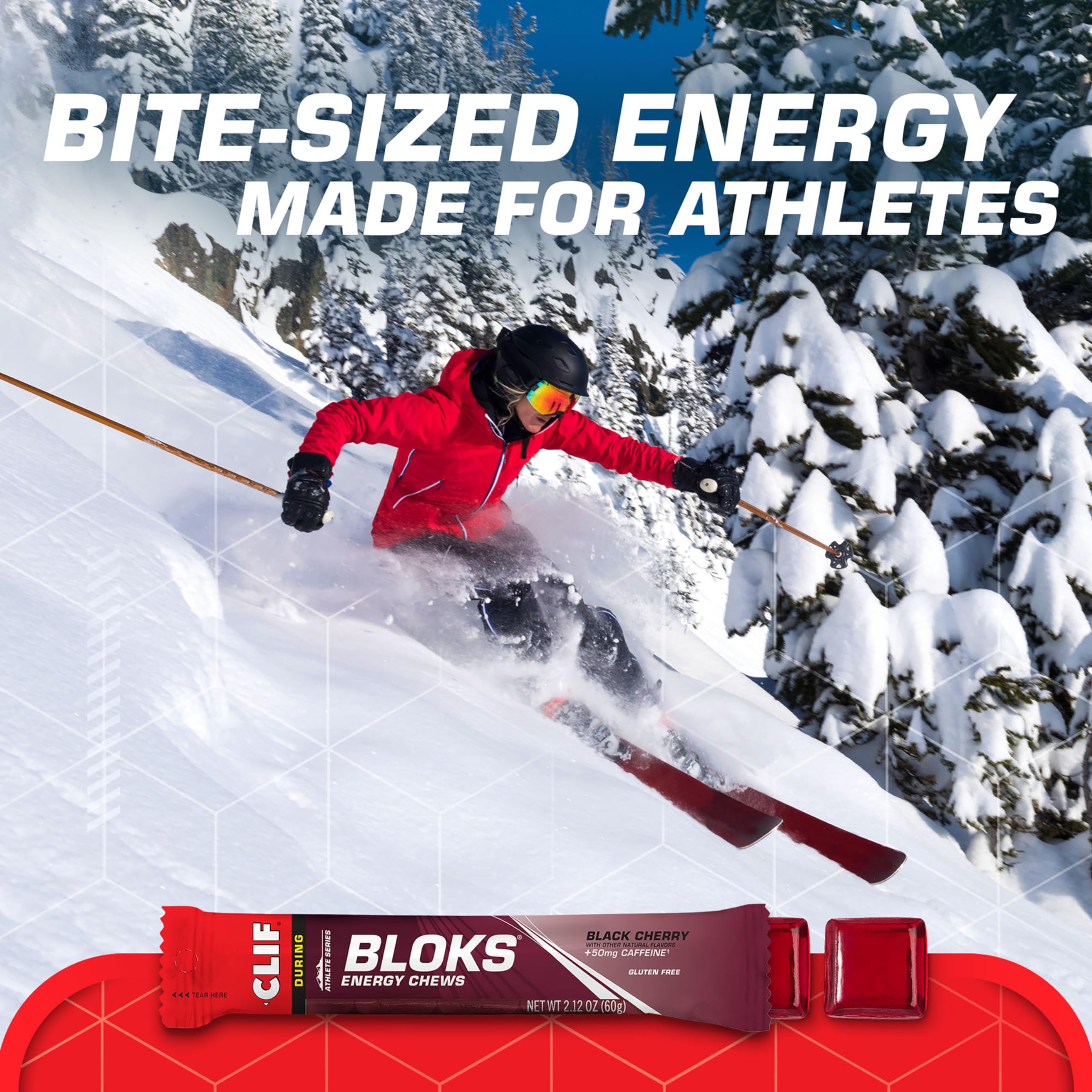 CLIF BLOKS logo closeup emphasizes trusted plant-based energy choice.