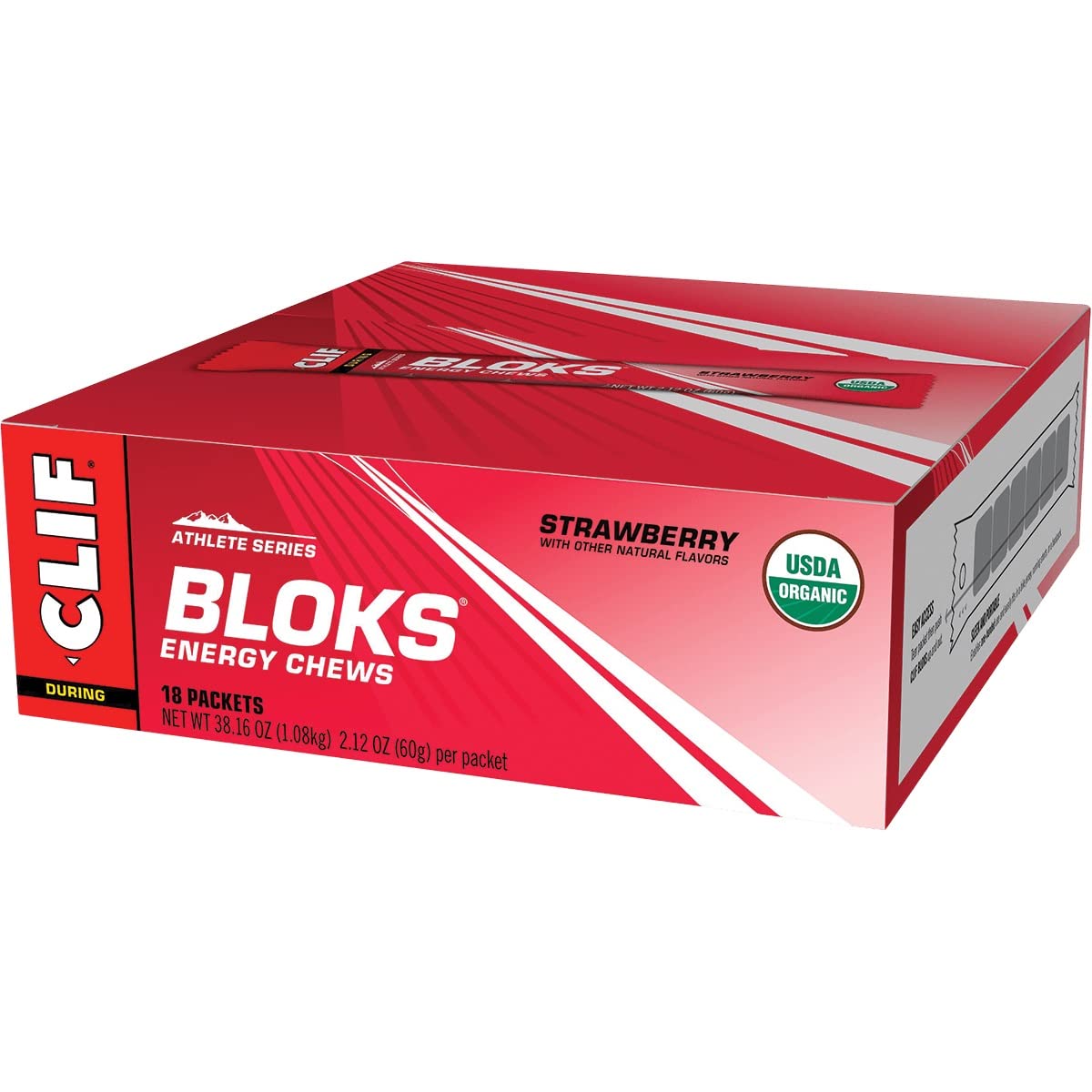 Clif Bloks Strawberry chews mid-run for steady energy