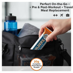 CLIF Builders Chocolate Peanut Butter bar close-up, low glycemic energy for workouts.