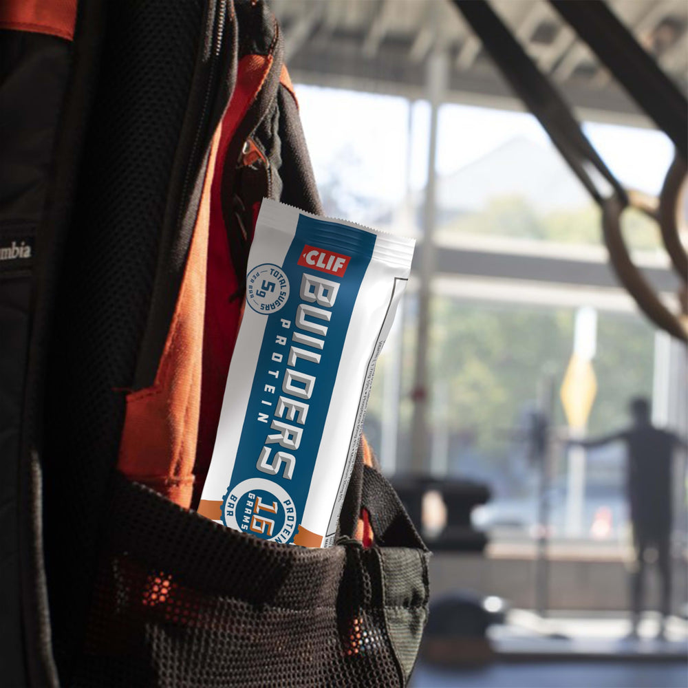Individually wrapped CLIF BUILDERS Crispy bars for purse or bag