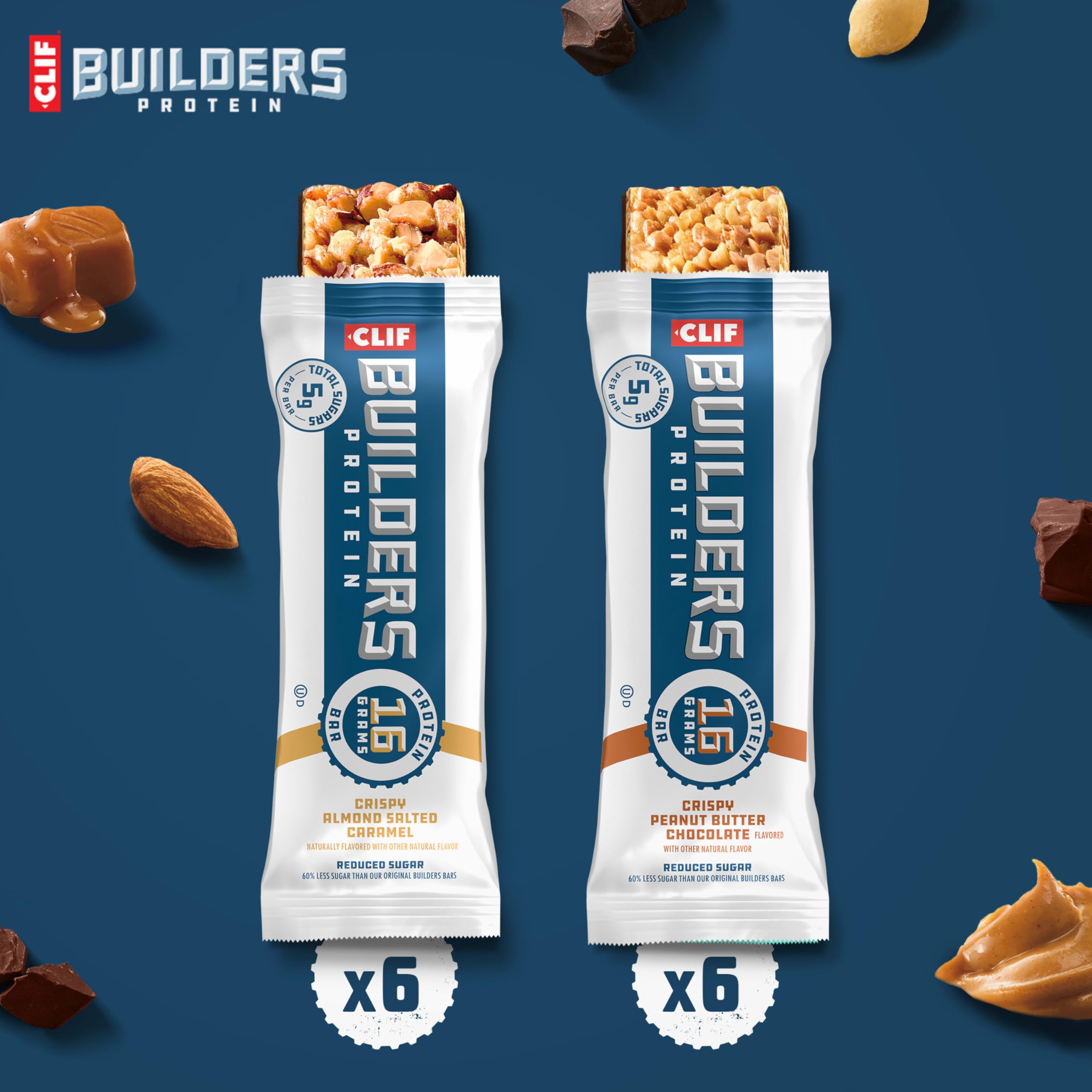CLIF BUILDERS Crispy Peanut Butter Chocolate close-up showing rich bite