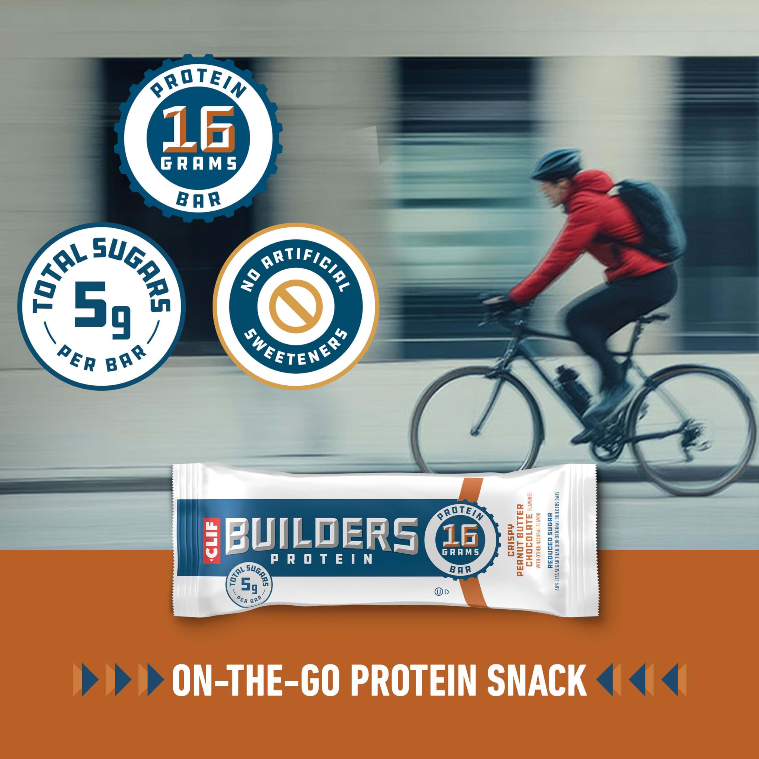 Cross-section of CLIF BUILDERS Crispy Peanut Butter Chocolate bar texture