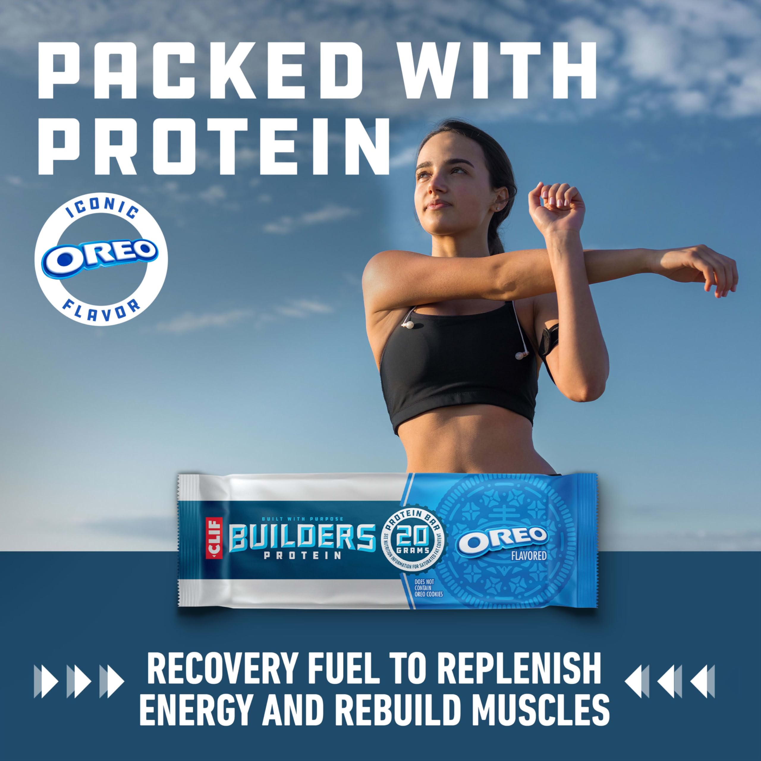 CLIF BUILDERS Oreo bar in a backpack for school or practice fueling