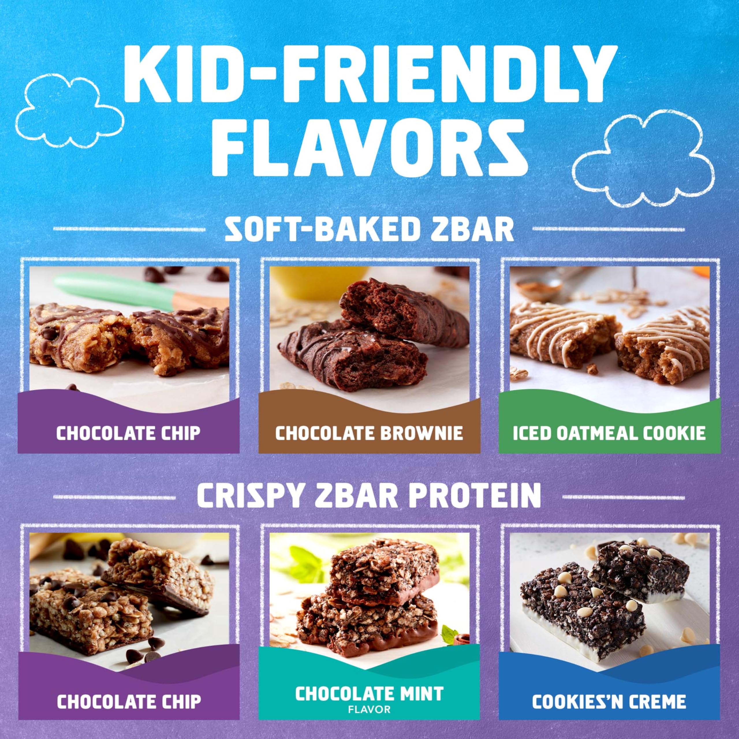 Clif Kid Zbar Protein bars crispy closeup emphasizing 5g protein per bar
