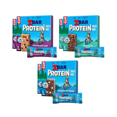 Clif Kid ZBar Protein Chocolate Chip bar packaging highlights protein boost for active kids.